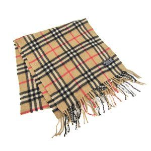 Burberry Tan and Black Checkered Scarf